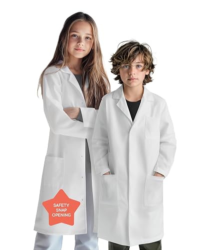 Little Kittel Children's Lab Coat Ages 6-14, Unisex Doctor Coat with Pockets, Kids Medical Coat Science Costume Halloween