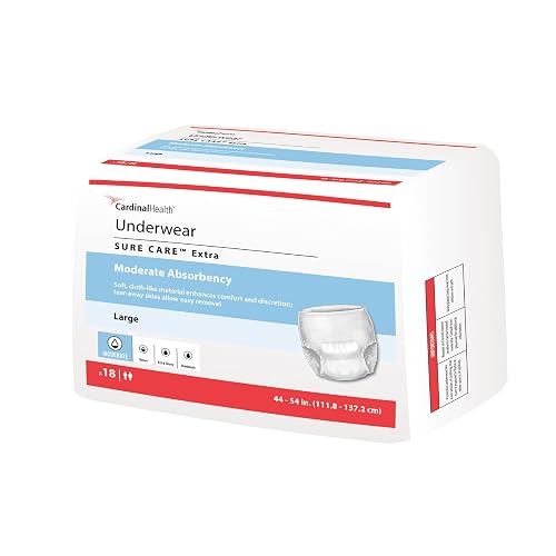 Cardinal Health™ Protective Underwear, Sure Care™ Extra, Moderate Absorbency, Small/Medium, Pull-On Adult Disposable Underwear with Tear-Away Seams, Cloth-Like & Discreet - Case of 80