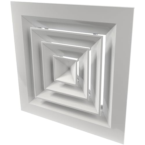 Repa Market 9" x 9" (Neck) Square Aluminum Ceiling Diffuser - Industrial 4 Way Supply Exhaust Ventilation, Air Conditioning - HVAC Horizontal Flow Duct Cover - Office Warehouse 14" x 14" (Outer)