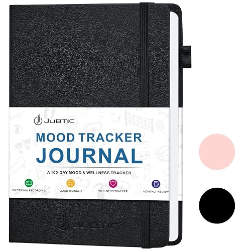 JUBTIC Mood Tracker Journal, 100-Day Mental Health Journal, Black | Self Care Journal, Anxiety Journal for Women, Wellness Tracker, Monthly Reflection, ADHD Planner, Positive Thinking Practice