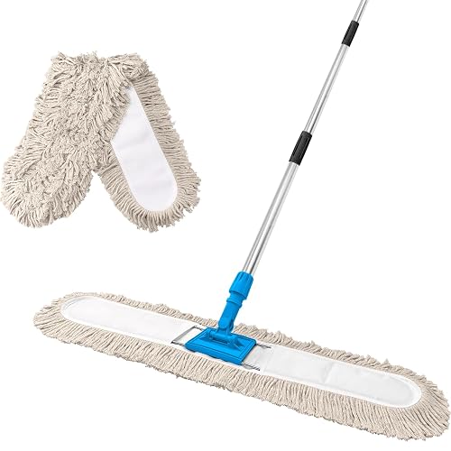 ARTIPOLY 41” Commercial Dust Mop for Floor Cleaning, Industrial Dry Mop with Heavy Duty Long Handle, Large Cotton Reusable mop Head, for Cleaning Office Garage Hardwood Warehouse Factory Mall
