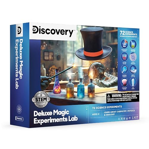 Discovery™ Magic Science Lab – 72 STEM Experiments for Kids| Reactions, Illusions, Crystals, Slime & Light Tricks| DIY Chemistry Project Kit| Educational Learning Toy| Physics Activity Set Ages 8+