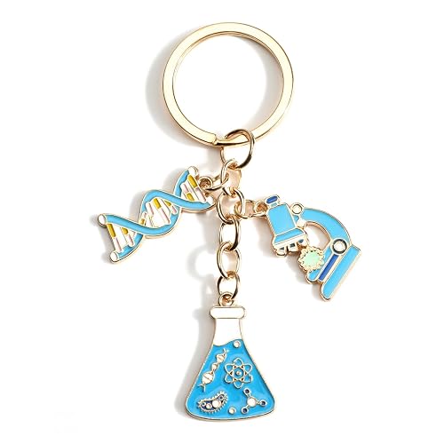 SHTALHST Science Keychain for Women Biology and Chemistry Keycharm Science Teacher Keyring Gift Biology Bag Charm