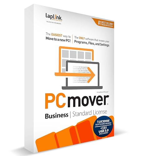 Laplink PCmover - Easy Migration of your Applications, Files and Settings from an Old PC to a New PC - Data Transfer Software with Optional Super Speed USB 3.0 Cable - Business Standard, 1 License