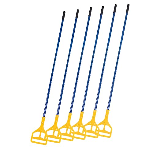 Matthew Cleaning Commercial Quick-Change Iron Mop Handle for Floor Cleaning Heavy Duty Mop Stick Replacement 60inch with Plastic Gripper Wet Mop Handles 6 Packs