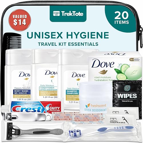 20-Piece Unisex Travel Toiletry Kit – Premium Brand-Name Travel Toiletries