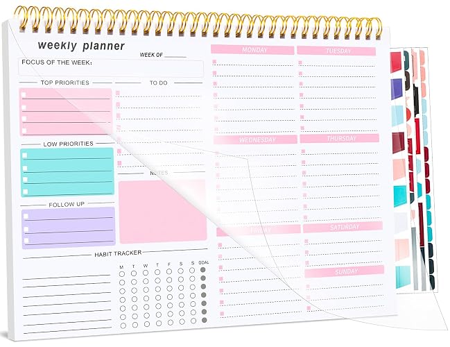 Thboxes Weekly Desk Planner, 8.5x11 In To Do List Notepad, 52 Sheets, Pink | Productivity Organizer Work from Home Essentials, Undated Tear Off Pages, Office, College, School, Student & Teacher Gifts