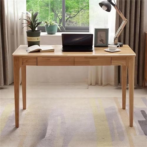 ODCVKRT Solid Wood Desk with Drawers, Small Computer Desk for Small Spaces, Gaming Study Home Office Desks for Work, Student PC Desk for Bedroom, Escritorios para Cuartos (Wood Color, 39inch)