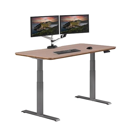 Vari Classic Electric Standing Desk – 60x30 – Walnut/Slate | Adjustable Height Sit-Stand Computer Desk - Dual Motor with 4 Memory Presets, Stable T-Style Legs