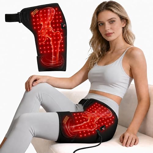 Red Light Therapy for Hip, 105 Lamp Beads USB Powered Hip Brace with 3 Heat Levels, Foldable Heating Pad for Legs, Thighs & Buttock, Unisex Wearable Red Light Hip Therapy Device