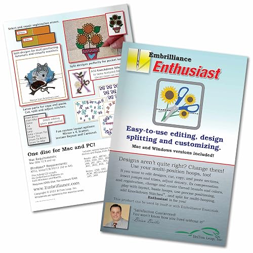 Embrilliance Enthusiast Embroidery Software for Mac & PC