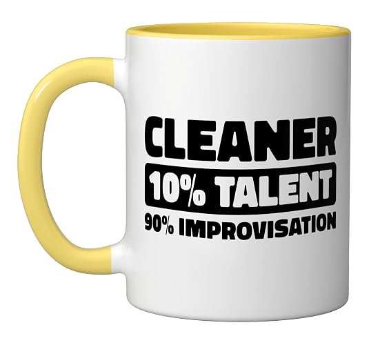 Cleaner Sanitation - Janitorial Housekeeping Cleaner Ceramic Mug, Yellow/White