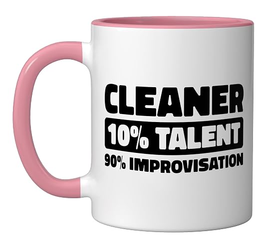 Cleaner Sanitation - Janitorial Housekeeping Cleaner Ceramic Mug, Pink/White