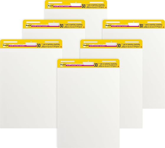 Post-it Super Sticky Easel Pad, 25 x 30 in, White Lined, 6 Pads | Premium Self Stick Flip Chart Paper, Anchor Chart, Office Supplies & School Supplies, Great for Teachers and Students
