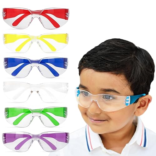 BISON LIFE Kids Safety Glasses, Anti Scratch Protective Eyewear, ANSI Z87.1 | Youth Clear Safety Goggles for Science, School, Labs, DIY, Nerf and Outdoor