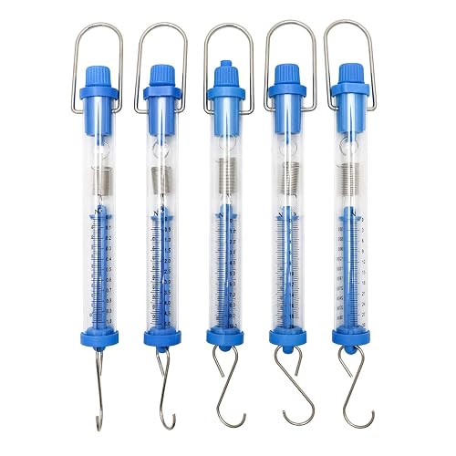 QWORK Tubular Spring Scale Set – 1N to 30N Range, Gram & Newton Dual Scale for Physics Lab, Classroom & Test Use, 1N, 5N, 10N, 20N, and 30N
