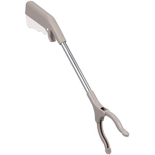 GRIRIW Stainless Steel Trash Grabber Picker 40cm Long Garbage Clamp Tool for Outdoor Litter Collection and Waste Pickup in Sanitation and Janitorial Use