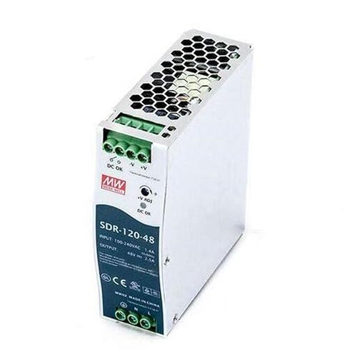 SDR-120-48 48V 2.5A 120W Single Output DIN Rail Mount Power Supply - High Efficiency 90.5% - Active PFC - 150% Peak Load - UL508 Certified - Industrial Control, Automation, Instrumentation