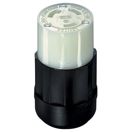 Leviton 30 Amp, 250 Volt, NEMA L6-30R, 2P, 3W, Locking Connector, Industrial Grade, Grounding, C2623, Black-White