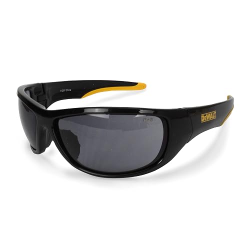 DEWALT DPG94-2C Dominator Z87+ Safety Glasses – Black Full Frame & Smoke Lens – Rubber Temples & Nosepiece – 1 Pair