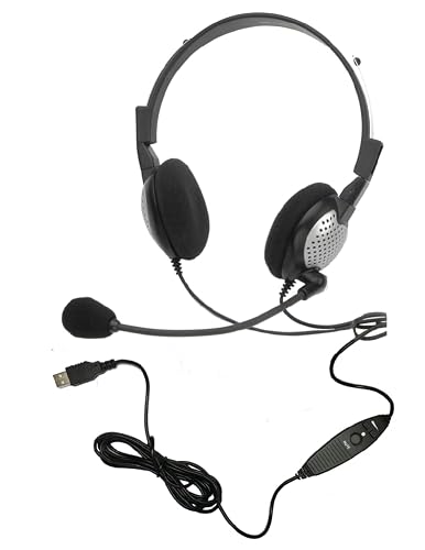 Andrea Electronics C1-1022600-1 model NC-185 VM USB High Fidelity Stereo USB Computer Headset with Noise Canceling Microphone and Volume/Mute Controls