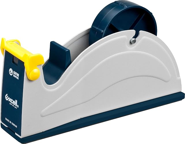 GGR Supplies ET-1170 Steel Desktop Tape Dispenser, 1 Inch, Blue/Grey | Made by EXCELL; Weighted Base, Rust-Resistant Blade and Safety Cover; Fits 3-Inch-Core Rolls up to 5-Inch OD, Pack of 1