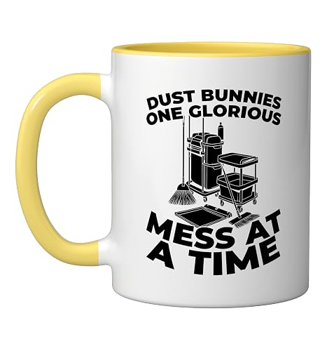 Cleaner Sanitation Janitorial Housekeeping - Cleaner Ceramic Mug, Yellow/White