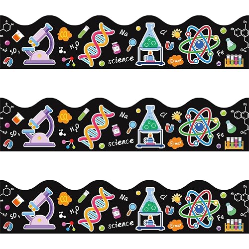 MKLTUHGDG 72 Feet Science Bulletin Board Borders, Science Classroom Decor | Bulletin Board Trim Adhesive Decorations for Classroom Décor Back to School Office Party Decorations