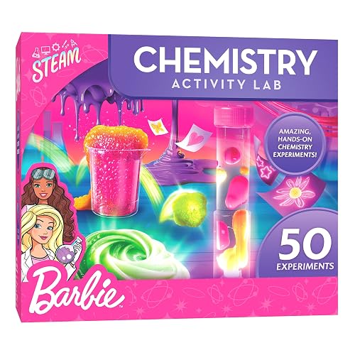 Barbie Chemistry Science Kit with 50 Experiments for Kids Ages 8-12 | 50 Experiments, Lab Gear and Goggles, Glow in the Dark Slime, Lava Lamp, Chemistry Activities, STEM Learning, The STEAM Lab