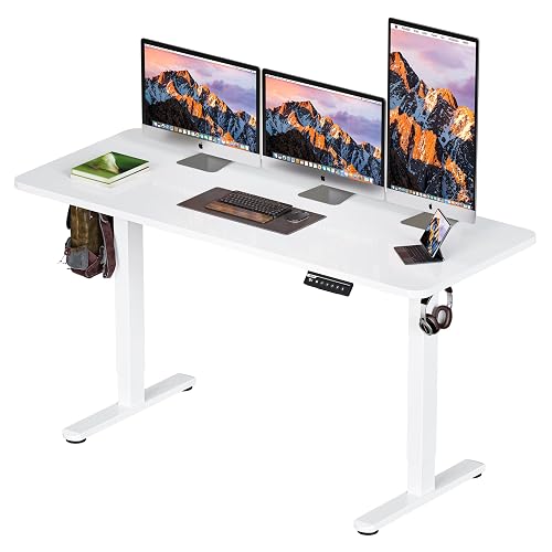 BIZUM Electric Standing Desk 60 x 24 Inch Computer Desk-Gaming Desk White Home Office Desks Height Adjustable Memory Stand Up Computer Workstation