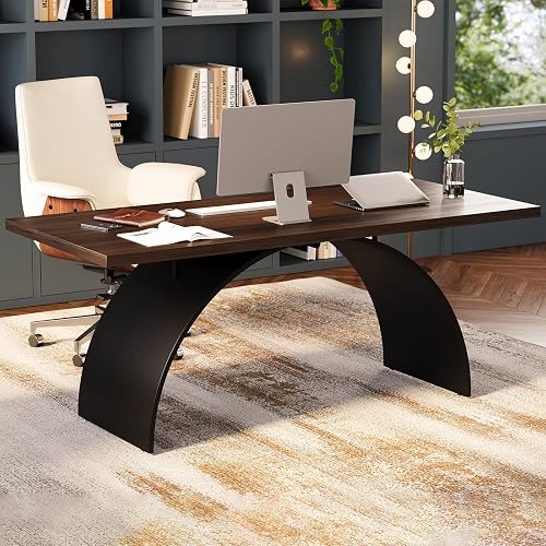 homary 70.9" Industrial Style Desk, Office Writing Desk Walnut Desk Modern Computer Desk Home & Office Furniture
