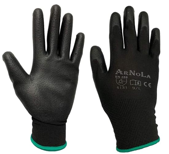 ARNOLA 12 Pairs ESD Anti Static Work Gloves,13-Gauge PU Coated Fingertips Safety Gloves for Electronics Assembly.