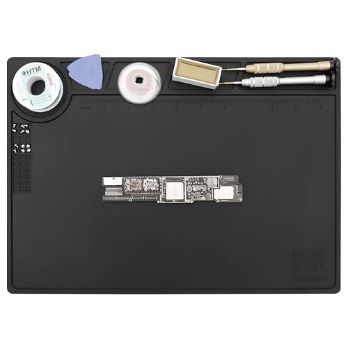 HTM-201 Black Silicone Repair Mat Heat Resistant Electronic Repair Mat for Soldering, Electronics, Computer Repair Etc
