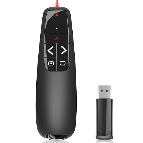 Presentation Clicker for PowerPoint, Wireless Presenter Remote with Laser | Ergonomic PowerPoint Remote Clicker with Red Laser Pointer for Computer Laptop/Windows/Mac/PPT/Google Slides Advancer