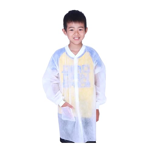 Cleaing Disposable Lab Coats for Kids with Knit Cuffs, X-Large, Pack of 10