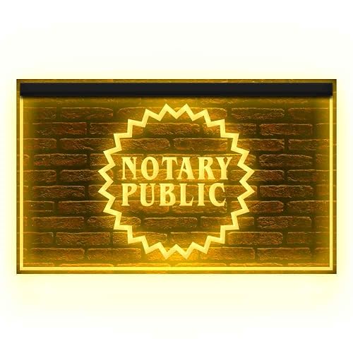 150002 Notary Public Authorized Business Service Display LED Light Neon Sign (12" X 8", Yellow)