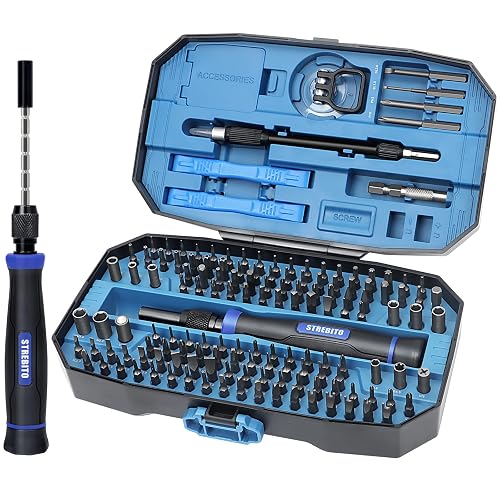 STREBITO Precision Screwdriver Set 153 in 1 Small Magnetic Screwdriver Set | Electronics Screwdriver Set Mini Repair Tool Kit for RC, Computer, PC, Laptop, iphone, Macbook, PS5, Xbox, Jewelers, Glasses