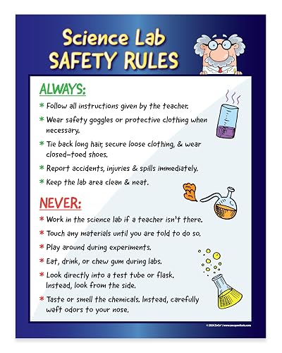 ZOCO – Science Lab Safety Rules Poster – Chemistry Laboratory Safety Chart, Laminated 17 x 22 – for Middle & High School Science Classrooms