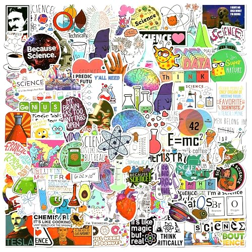 LIAOWL 100 Pcs Science Stickers,Physics Biology Chemistry Lab Stickers | Waterproof,Vinyl,for Laptop Water Bottle,Back to School Gifts,Laboratory Classroom Decor,for Students Teacher Adults