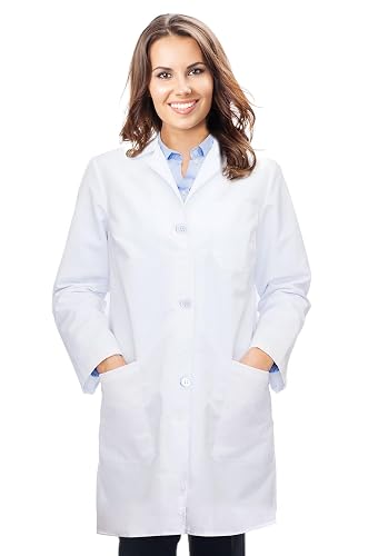 Oskiner Lab Coat for Woman,Doctor Costume Adults,White Lab Coat Long Sleeve | 3 Pockets,Long Sleeve Design,Functional & Practical,Career Day,Science Lab Coat Medical Costume,Halloween Dress Up,Role Play