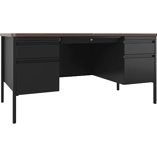 Lorell Fortress Series Walnut Top Teacher's Desk