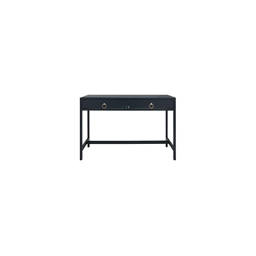 SAFAVIEH Furniture - Esther 2-Drawer Writing Desk - Navy - Solid Wood - Glam Gold Hardware Design - Ideal for Home Office, Bedroom, Den, 46" W x 22.1" D x 30" H (DSK9200A)