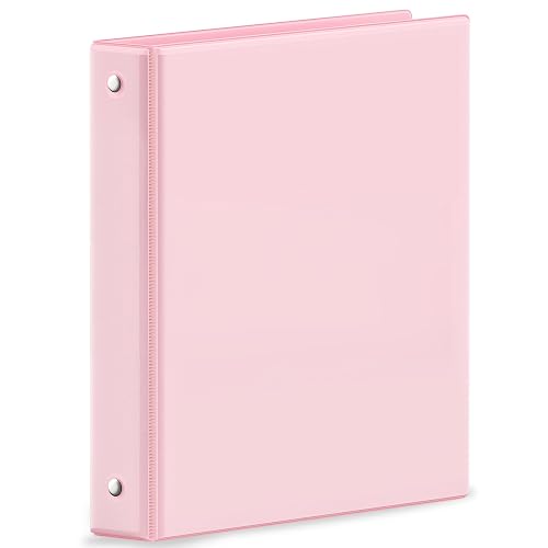 SUNEE 3 Ring Binder 1 Inch Pink 1 Pack, Holds 175 Sheets of Letter Paper, Clear View 1" Three Ring PVC-Free (Fit 8.5x11 Inches) for School or Office Supplies