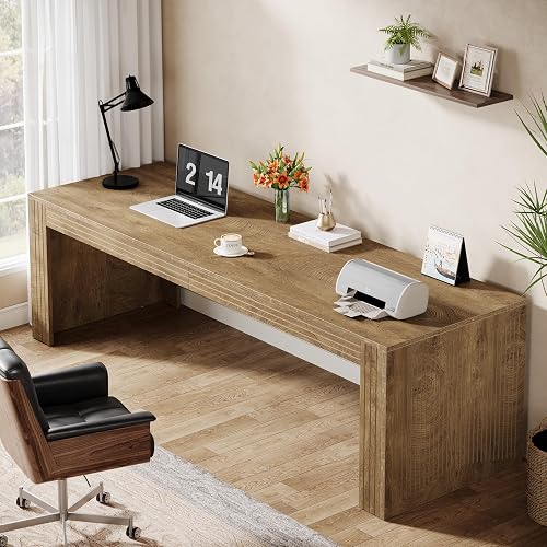 Tribesigns 79-Inch Extra Long Desk, Two Person Double Desk for Home Office | Wooden Computer Desk for 2 People, Long Office Desk, Engineered Wood, Writing Table for Office, Easy Assembly, Natural Oak