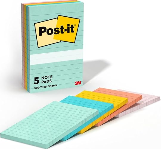 Post-it Notes, 4 x 6 in, Beachside Café Collection, 5 Lined Pads | School Supplies and Office Products