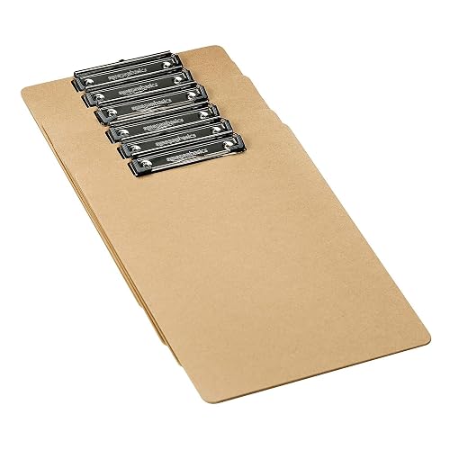 Amazon Basics Hardboard Office Clipboard, Low-Profile, Letter Size, 9" x 12.5", Brown, 6-Pack