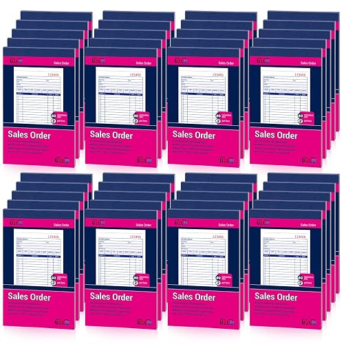 40 Pack Sales Order Book Bulk, 2-Part Carbonless Receipt Form Invoice, White/Yellow, 4-3/16 x7-3/16 Inches,General Purpose Sales Book for Small Businesses and Service Providers, 40 Sets per Book