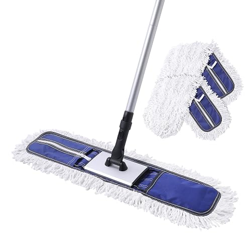 CLEANHOME 24" Commercial Dust Mop for Floor Cleaning Heavy Duty | With 59” Extendable Long Handle,Hotel Gym Garage Hospital Household Cleaning Supplies for Hardwood,Marble Floors