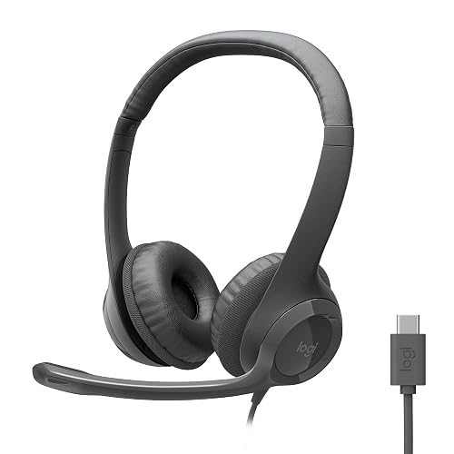 Logitech H391 Wired Headset PC/Laptop Stereo Headphones, USB-C, Graphite | Stereo headphones for PC or laptop, in-line controls, works with Chromebook