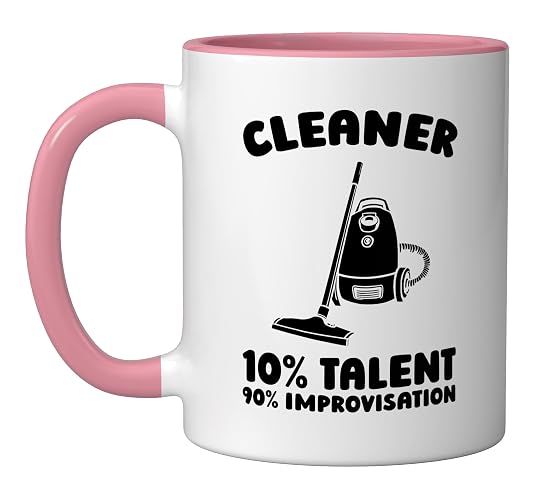 Cleaner Janitorial - Housekeeping Sanitation Cleaner Ceramic Mug, Pink/White